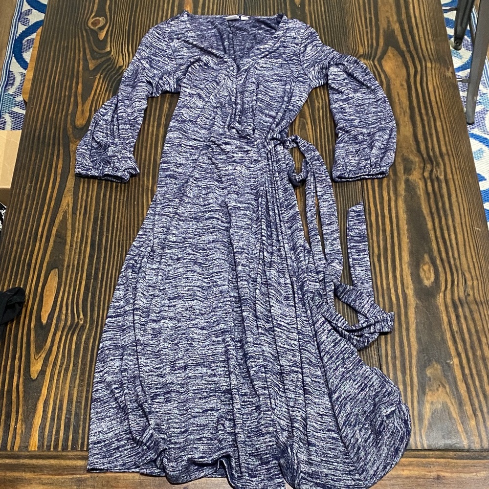 GAP Navy Long 3/4 Sleeve Wrap Dress softspun jersey knit - Size XS